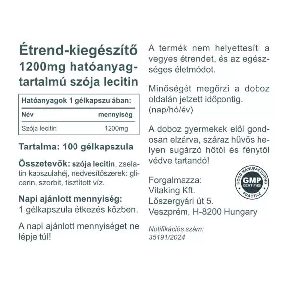 Vitaking Lecitin lágyzselatin kapszula - 100db 2 Vitaking Lecitin lágyzselatin kapszula - 100db - Image 2