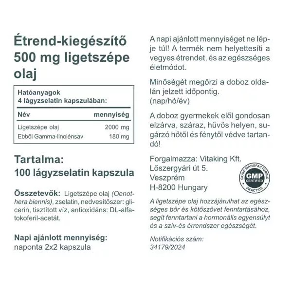 Vitaking Ligetszépe olaj kapszula - 100db 2 Vitaking Ligetszépe olaj kapszula - 100db - Image 2