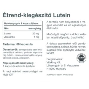 Vitaking Lutein 20 mg + Zeaxantin 4 mg bársonyvirágból - 60 db kapszula 5 Vitaking Lutein 20 mg + Zeaxantin 4 mg bársonyvirágból - 60 db kapszula - Image 3