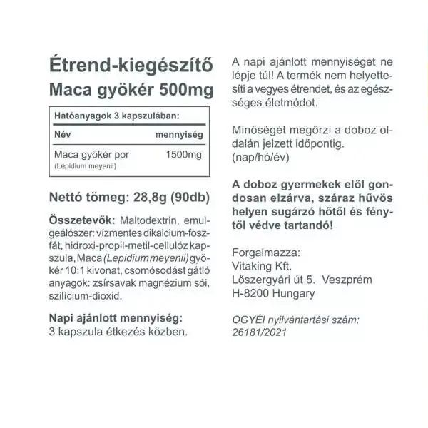 Vitaking Maca 500mg kapszula - 90db 4 Vitaking Maca 500mg kapszula - 90db - Image 4