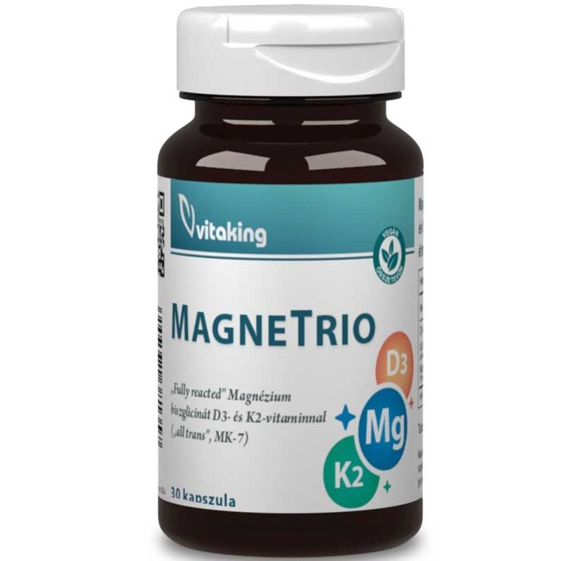 Vitaking Magne Trio Mg + K2 + D3-vitamin kapszula - 30db 1 Vitaking Magne Trio Mg + K2 + D3-vitamin kapszula - 30db