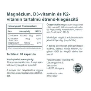 Vitaking Magne Trio Mg + K2 + D3-vitamin kapszula - 80db 3 Vitaking Magne Trio Mg + K2 + D3-vitamin kapszula - 80db - Image 2
