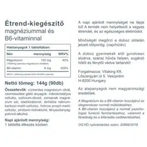 Vitaking Magnesium Citrate 150mg + B6-vitamin tabletta - 90db 3 Vitaking Magnesium Citrate 150mg + B6-vitamin tabletta - 90db - Image 2