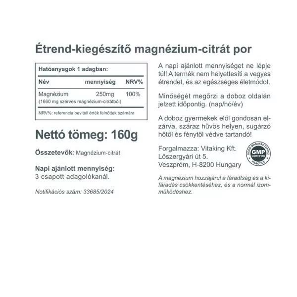 Vitaking Magnézium por - 160g 2 Vitaking Magnézium por - 160g - Image 2