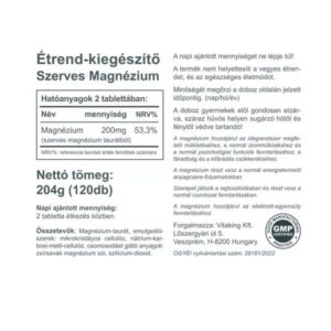 Vitaking Magnesium Taurate tabletta - 120db - Image 2