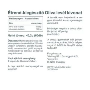 Vitaking Oliva levél - olajfalevél kivonat - 60db 3 Vitaking Oliva levél - olajfalevél kivonat - 60db - Image 2
