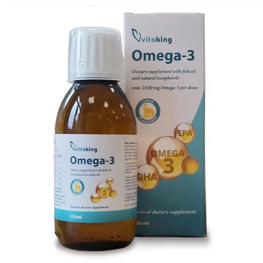 Vitaking Omega-3 citrom ízű, folyékony halolaj - 150ml 1 Vitaking Omega-3 citrom ízű folyékony halolaj - 150ml