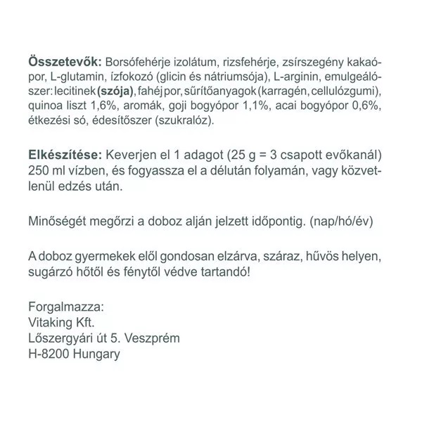 Vitaking Protein növényi fehérjés, csokis-fahéjas italpor - 400g 2 Vitaking Protein növényi fehérjés, csokis-fahéjas italpor - 400g - Image 2