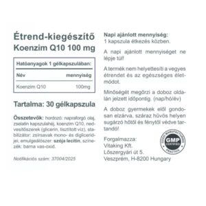 Vitaking Q10 koenzim 100mg kapszula - 30db 5 Vitaking Q10 koenzim 100mg kapszula - 30db - Image 3