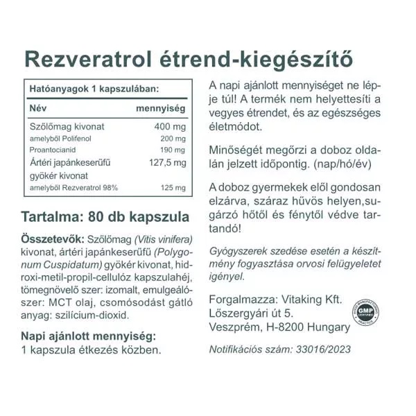 Vitaking Rezveratrol Extra kapszula - 80db 2 Vitaking Rezveratrol Extra kapszula - 80db - Image 2
