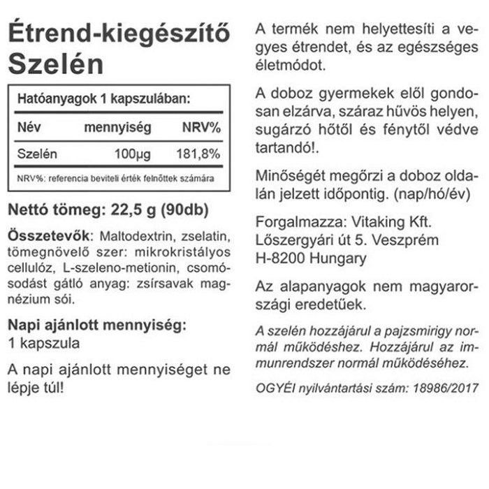 Vitaking Selenium - Szelén kapszula - 90db 2 Vitaking Selenium - Szelén kapszula - 90db - Image 2
