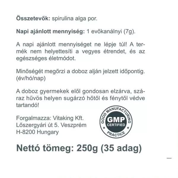Vitaking Spirulina alga por - 250g 3 Vitaking Spirulina alga por - 250g - Image 3