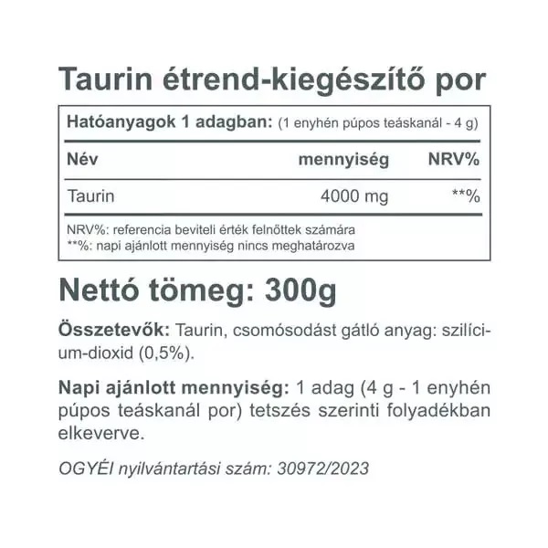 Vitaking Taurine italpor - 300g 2 Vitaking Taurine italpor - 300g - Image 2