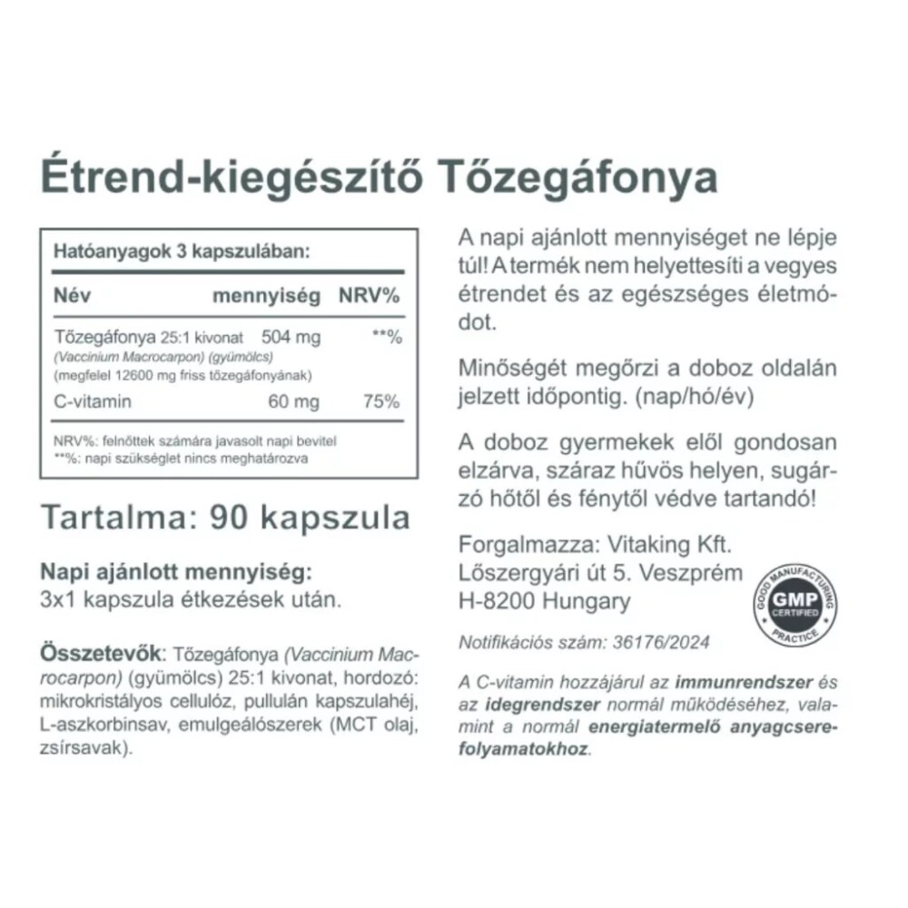 Vitaking Tőzegáfonya kapszula - 90db 3 Vitaking Tőzegáfonya kapszula - 90db - Image 3
