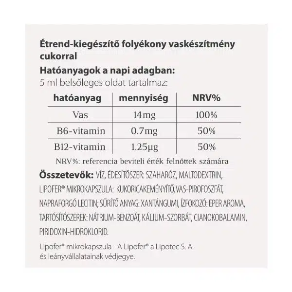 Vitaking VitaFer mikrokapszulázott vas készítmény - 120ml 2 Vitaking VitaFer mikrokapszulázott vas készítmény - 120ml - Image 2