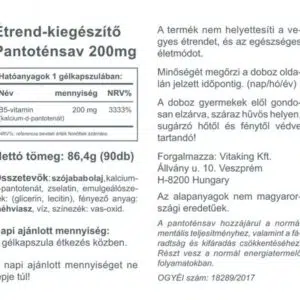 Vitaking Vitamin-B5 pantoténsav-gélkapszula – 90db 3 Vitaking Vitamin-B5 pantoténsav-gélkapszula – 90db - Image 2
