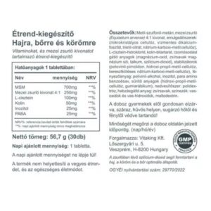 Vitaking haj, bőr, köröm szépségvitamin tabletta - 30db - Image 2