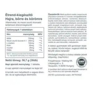 Vitaking haj, bőr, köröm szépségvitamin tabletta - 30db - Image 2