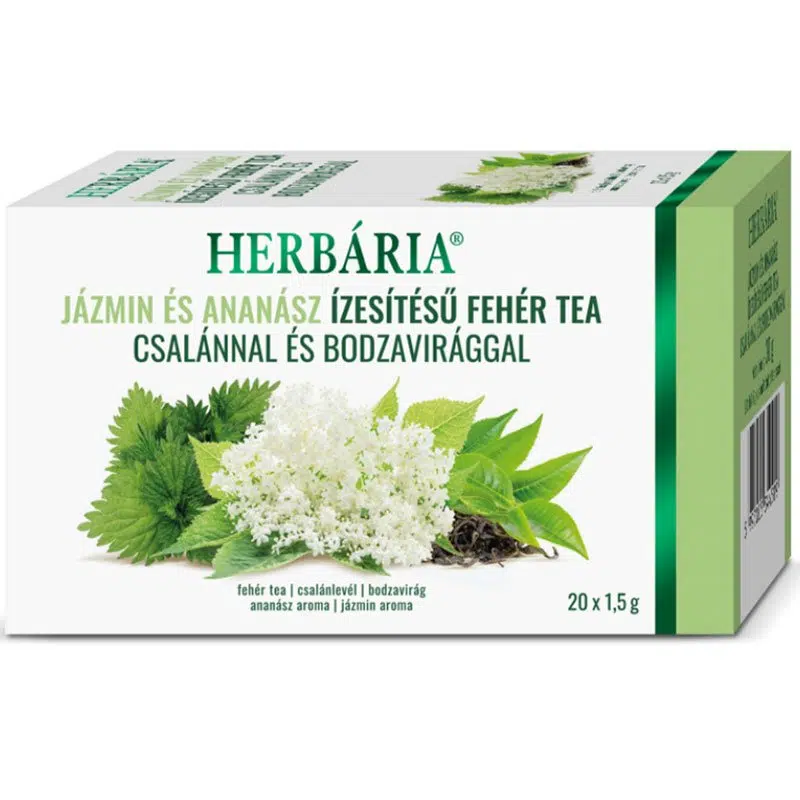 Herbária Jázmin és ananász ízesítésű fehér tea csalánnal és bodzavirággal - 20 filter 1 Herbária Jázmin és ananász ízesítésű fehér tea csalánnal és bodzavirággal - 20 filter