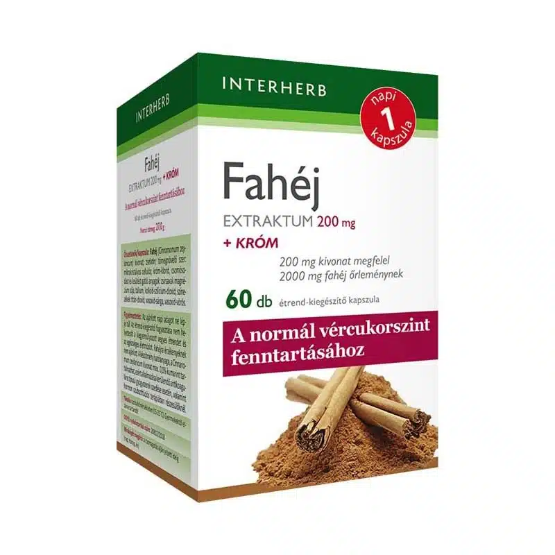 Interherb Napi 1 Fahéj Extraktum 200mg + króm kapszula - 60db 1 Interherb Napi 1 Fahéj Extraktum 200mg + króm kapszula - 60db