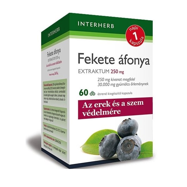 Interherb Napi 1 Fekete áfonya Extraktum 250mg kapszula - 60db 1 Interherb Napi 1 Fekete áfonya extraktum 250mg kapszula – 60db