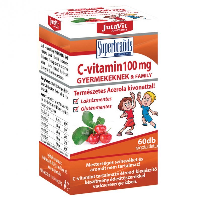 JutaVit C-vitamin 100 mg rágótabletta gyerekeknek - 60db 1 Jutavit C-vitamin 100mg rágótabletta gyerekeknek - 60db