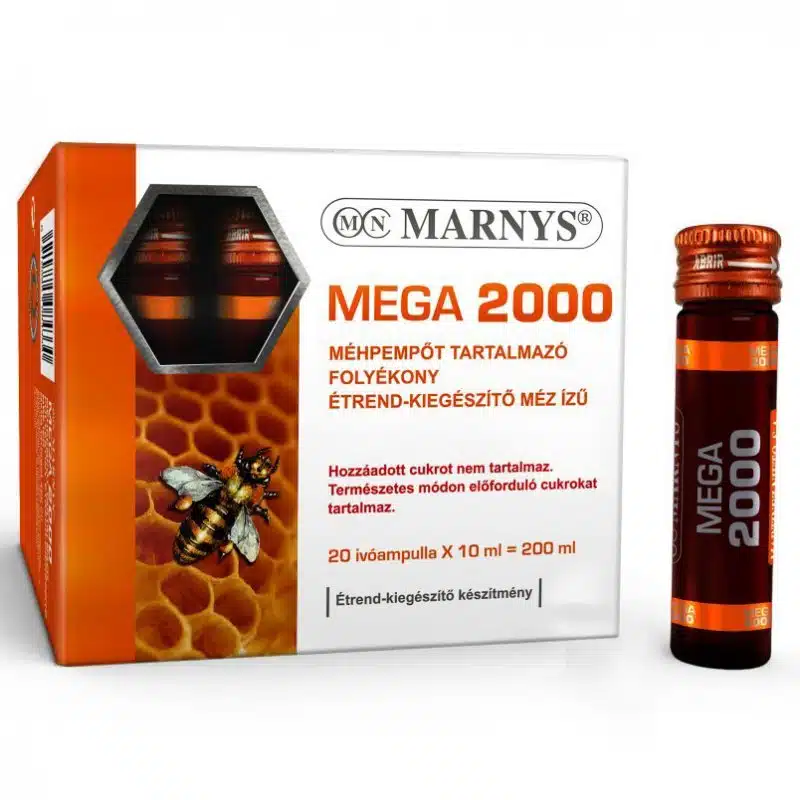 Marnys Mega 2000 méhpempőt tartalmazó ivóampulla - 20x10ml 1 marnys-mega-2000-etrend-kiegeszito-20x10ml
