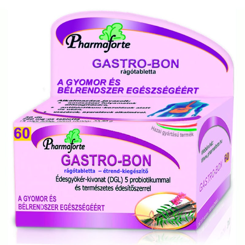 Pharmaforte Gastro-bon rágótabletta - 60db 1 Pharmaforte Gastro-bon rágótabletta - 60db