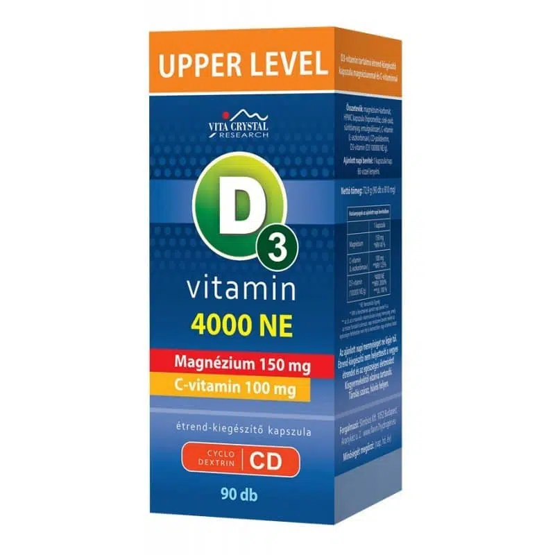 Vita Crystal Upper Level D3-vitamin 4000NE +Mg + C-vitamin kapszula - 90db 1 Vita Crystal Upper Level D3-vitamin 4000NE +Mg + C-vitamin kapszula - 90db