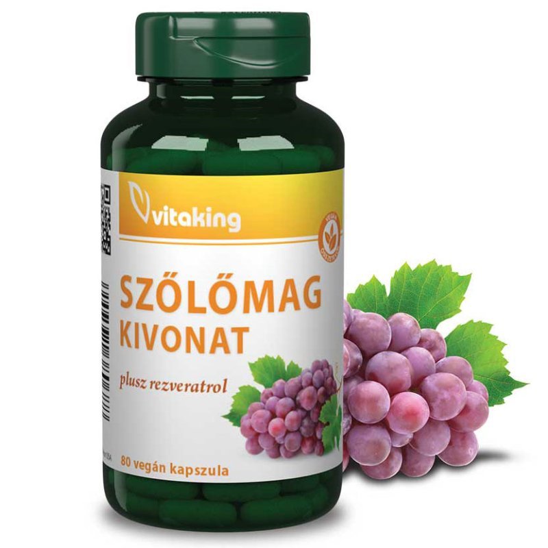 Vitaking Szőlőmag kivonat + Rezveratrol kapszula - 80db 1 Vitaking Kékszőlő kivonat + Rezveratrol kapszula – 80db