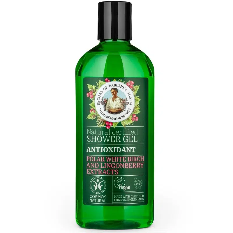 Babushka Agafia Antioxidáns tusfürdő gél sarki fehérnyír- és vörösáfonya-kivonattal - 260ml 1 Babushka Agafia Antioxidáns tusfürdő gél sarki fehérnyír- és vörösáfonya-kivonattal - 260ml