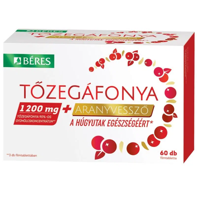 Béres Tőzegáfonya 1200mg + Aranyvessző filmtabletta - 60db 1 Béres Tőzegáfonya 1200mg + Aranyvessző filmtabletta - 60db