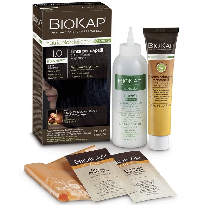 Biokap Nutricolor Rapid Tartós hajfesték Nr 1.0 fekete - 135ml 1 Biokap Nutricolor Rapid Tartós hajfesték Nr 1.0 fekete - 135ml