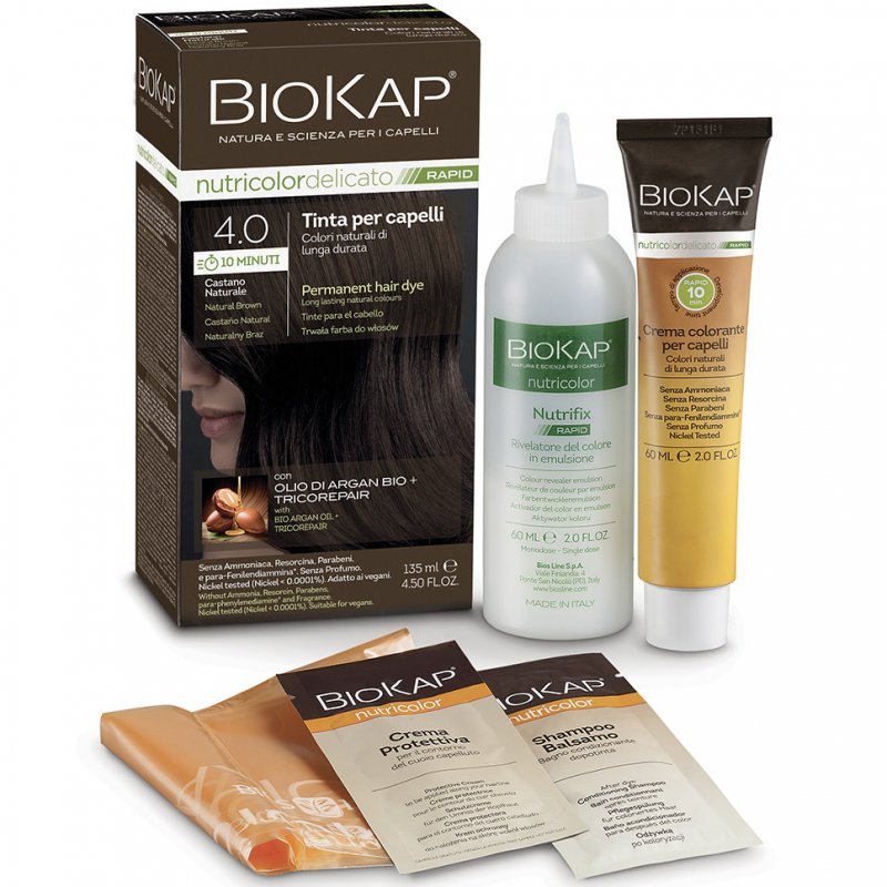 Biokap Nutricolor Rapid Tartós hajfesték Nr 4.0 natúr barna - 135ml 1 Biokap Nutricolor Rapid Tartós hajfesték Nr 4.0 natúr barna - 135ml