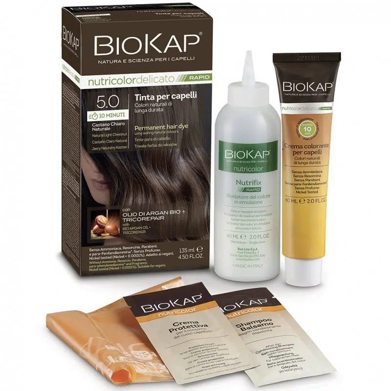 Biokap Nutricolor Rapid Tartós hajfesték Nr 5.0 natúr világos gesztenye barna - 135ml 1 Biokap Nutricolor Rapid Tartós hajfesték Nr 5.0 natúr világos gesztenye barna - 135ml