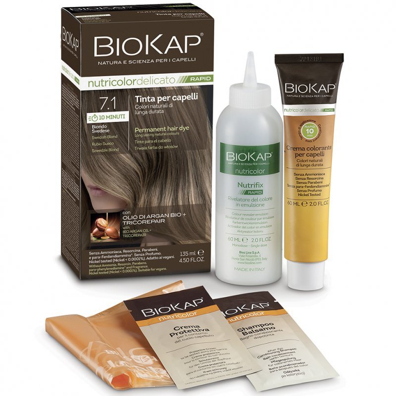 Biokap Nutricolor Rapid Tartós hajfesték Nr 7.1 svéd szőke - 135ml 1 Biokap Nutricolor Rapid Tartós hajfesték Nr 7.1 svéd szőke - 135ml