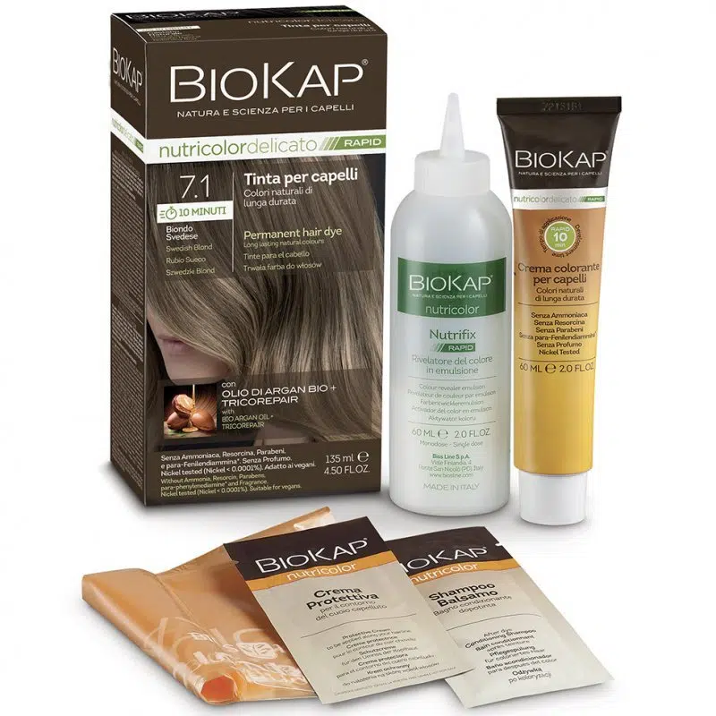 Biokap Nutricolor Rapid Tartós hajfesték Nr 7.1 svéd szőke - 135ml 1 Biokap Nutricolor Rapid Tartós hajfesték Nr 7.1 svéd szőke - 135ml