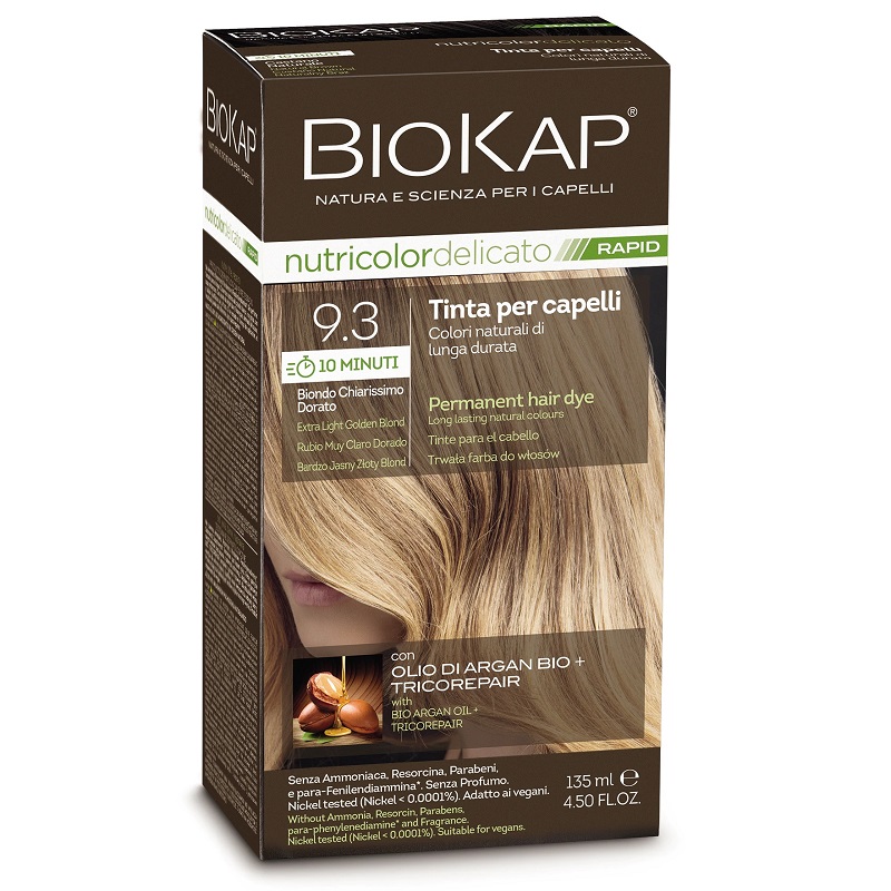 Biokap Nutricolor Rapid Tartós hajfesték Nr 9.3 extra világos szőke - 135ml 1 Biokap Nutricolor Rapid Tartós hajfesték Nr 9.3 extra világos szőke - 135ml