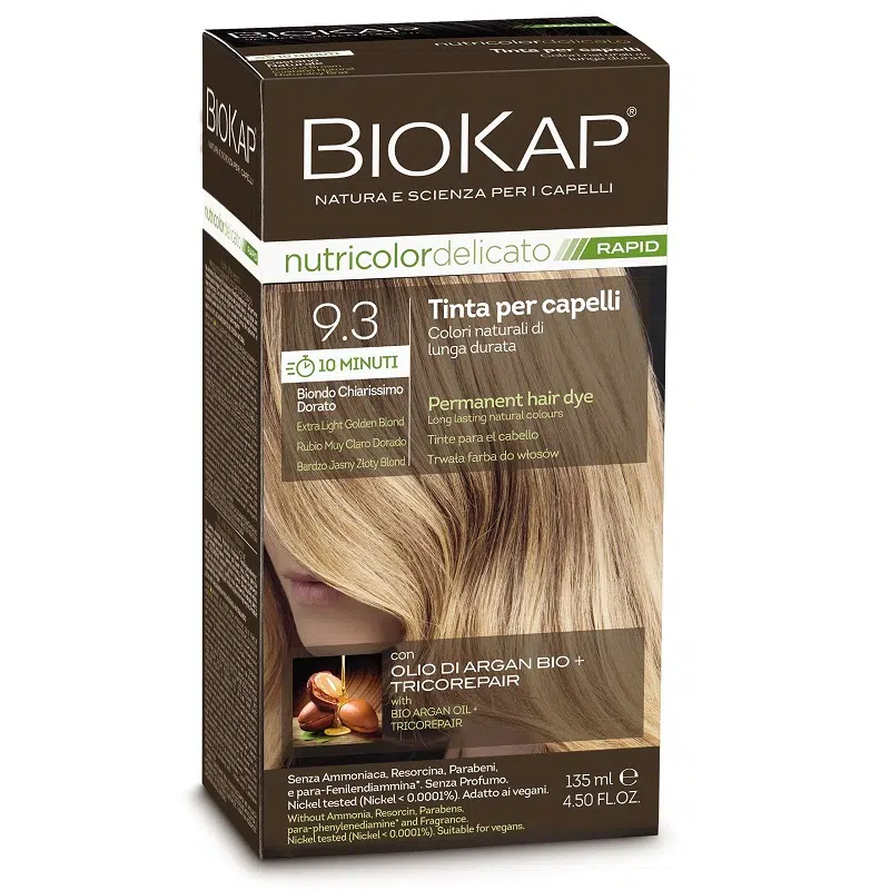 Biokap Nutricolor Rapid Tartós hajfesték Nr 9.3 extra világos szőke - 135ml 1 Biokap Nutricolor Rapid Tartós hajfesték Nr 9.3 extra világos szőke - 135ml