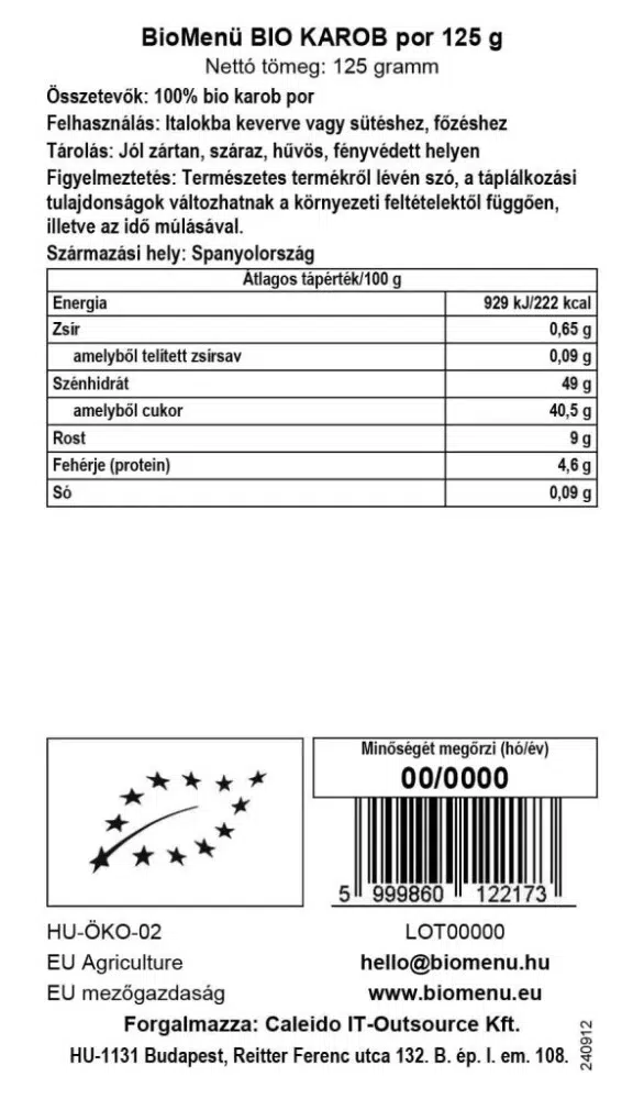 Biomenü Bio Karob por - 125g 2 Biomenü Bio Karob por - 125g - Image 2