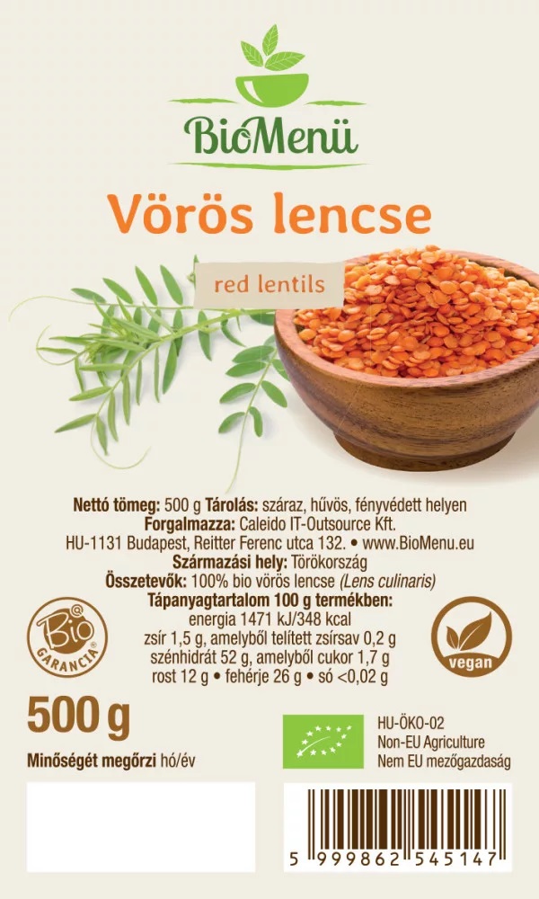 Biomenü Bio Vörös lencse - 500g 2 Biomenü Bio Vörös lencse - 500g - Image 2