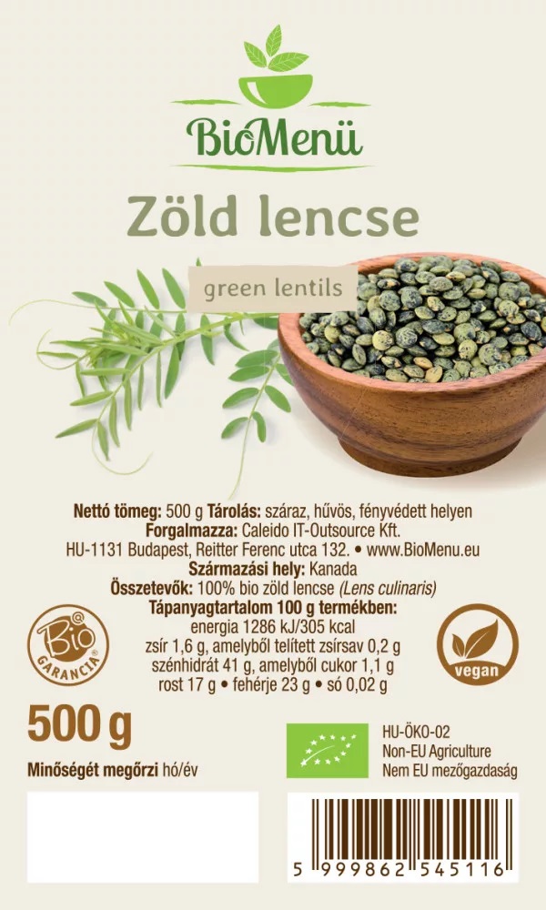 Biomenü Bio Zöld lencse - 500g 2 Biomenü Bio Zöld lencse - 500g - Image 2