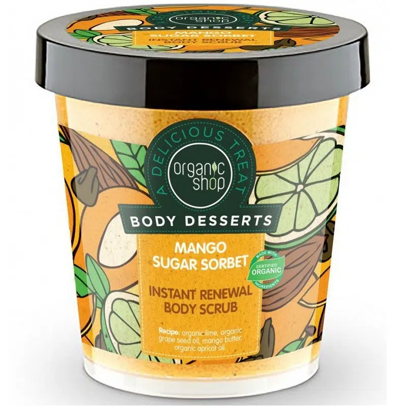 Organic Shop Bőrmegújító cukros testradír Mango - 450ml 1 Organic Shop Bőrmegújító cukros testradír Mango - 450ml