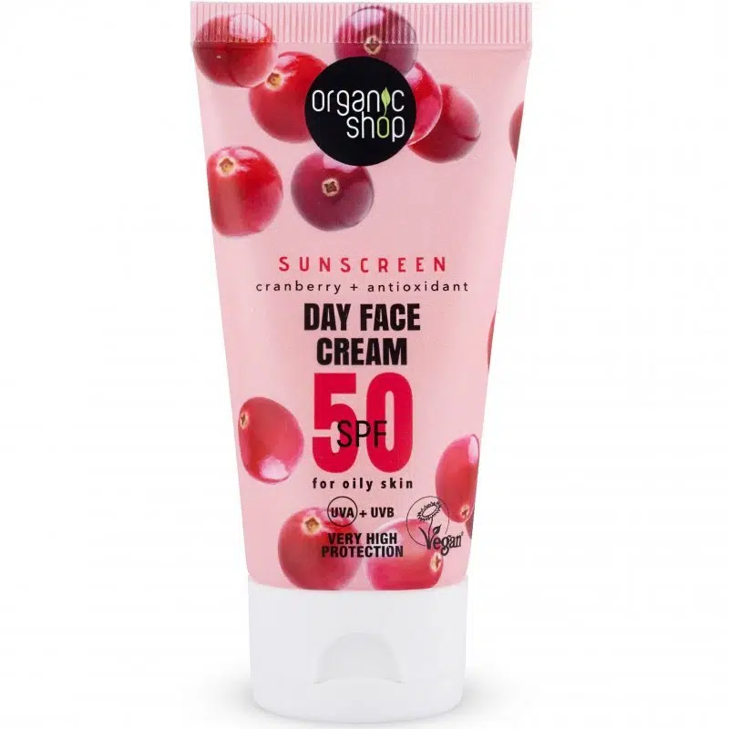 Organic Shop Fényvédő nappali arckrém áfonyával és antioxidánsokkal SPF50 - 50ml 1 Organic Shop Fényvédő nappali arckrém áfonyával és antioxidánsokkal SPF50 - 50ml