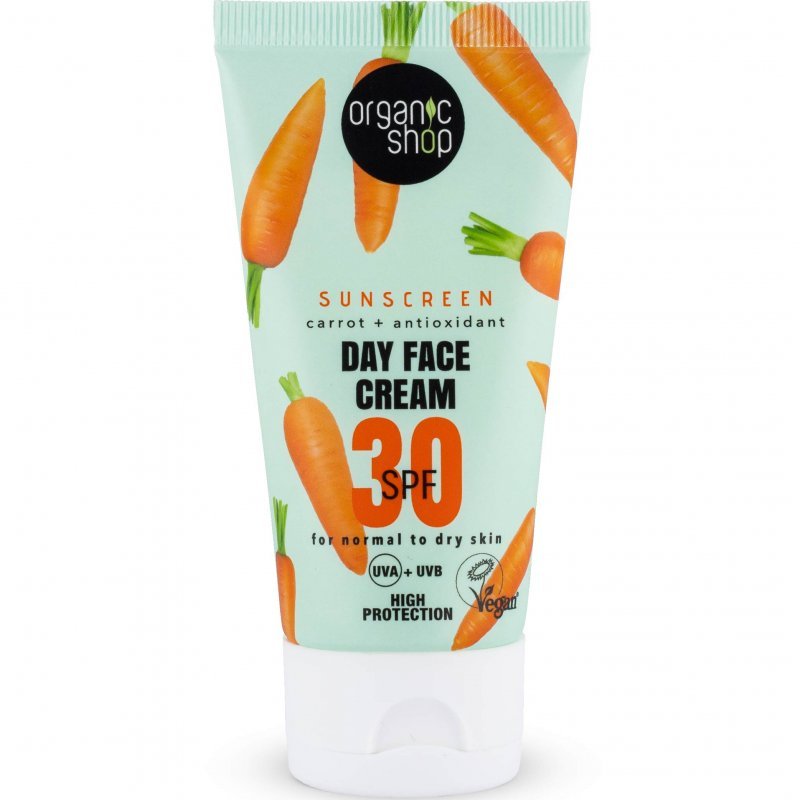 Organic Shop Fényvédő nappali arckrém sárgarépával és antioxidánsokkal SPF30 - 50ml 1 Organic Shop Fényvédő nappali arckrém sárgarépával és antioxidánsokkal SPF30 - 50ml