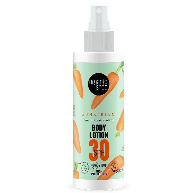 Organic Shop Fényvédő testápoló sárgarépával és antioxidánsokkal SPF30 - 150ml 1 Organic Shop Fényvédő testápoló sárgarépával és antioxidánsokkal SPF30 - 150ml