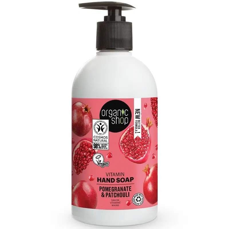 Organic Shop Vitaminos folyékony kézmosó szappan bio gránátalma kivonattal - 500ml 1 Organic Shop Vitaminos folyékony kézmosó szappan bio gránátalma kivonattal - 500ml