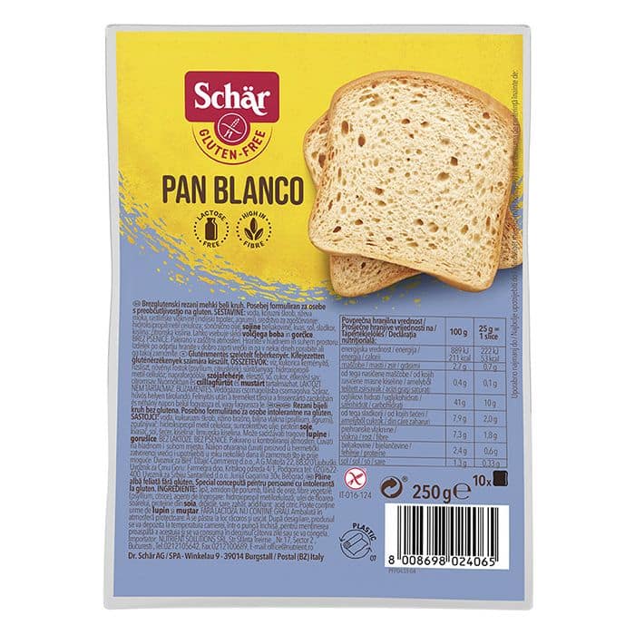 Schr Gluténmentes kenyér szeletelt pan blanco - 250g 1 Schr Gluténmentes kenyér szeletelt pan blanco - 250g