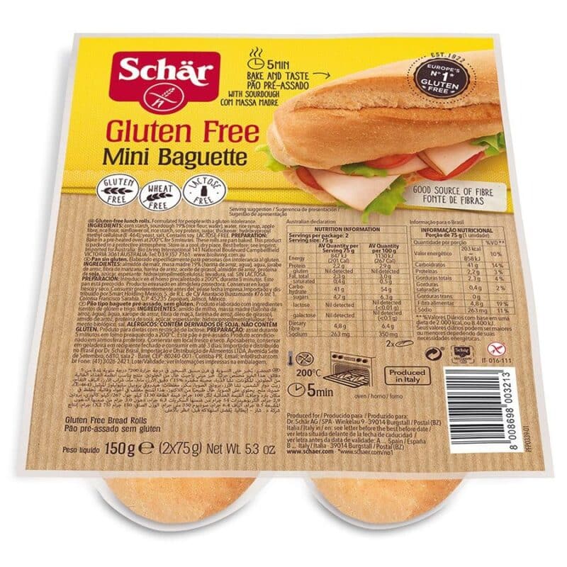 Schr gluténmentes mini bagett elősütött 2x75g - 150g 1 Schr gluténmentes mini bagett elősütött 2x75g - 150g