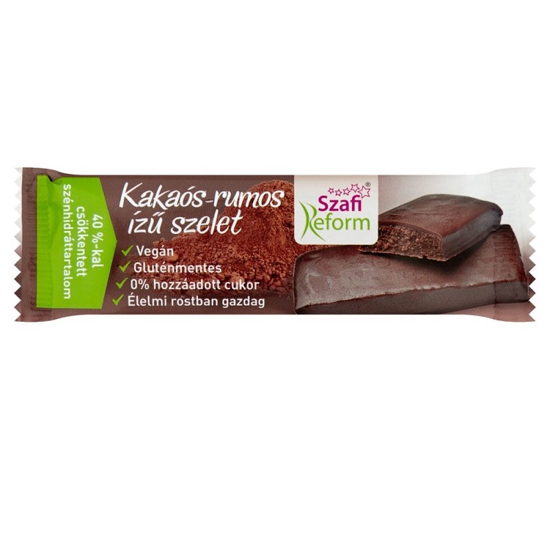 Szafi Reform Kakaós-rumos ízű szelet - 25g 1 Szafi Reform Kakaós-rumos ízű szelet - 25g